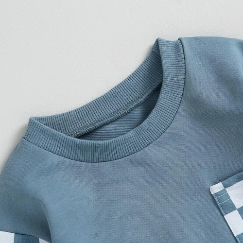 Vista 3 de Conjunto de 2 piezas de sudadera de manga larga con bolsillo y bloques de color para bebé niño