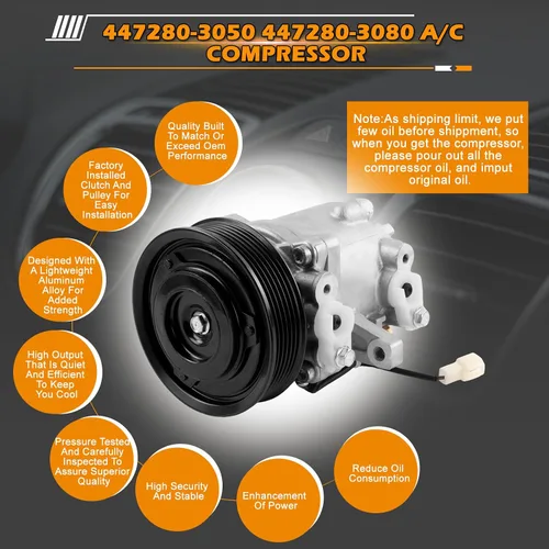 Vista 4 de Compresor de aire acondicionado 6PK SVO7E 3P999-00620 3P99900620 447280-3050 447280-3080 para Kubota M135GX GXDTC M13 pieza de repuesto