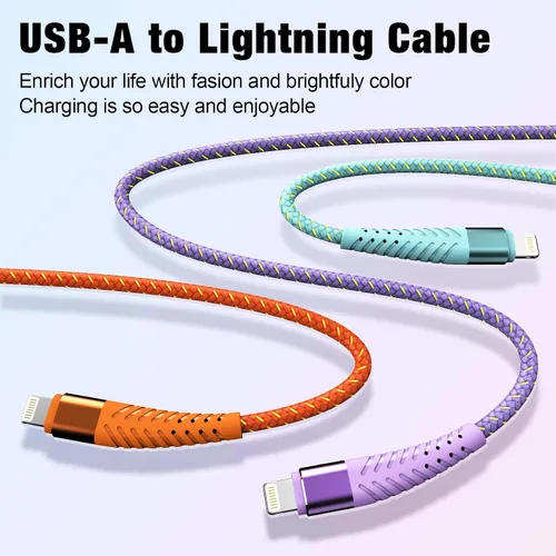 Vista 7 de Cargador de iPhone Cable Lightning de Carga Rápida 6 Pies Paquete de 3 [Certificado Apple MFi] Cable Cargador de iPhone Largo Cordón Trenzado