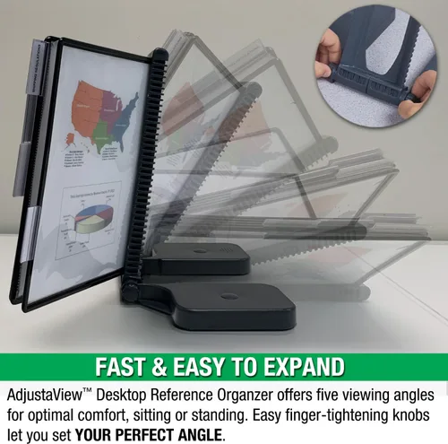 Vista 4 de Ultimate Office AdjustaView Organizador de escritorio de referencia de 10 bolsillos con bolsillos de carga fácil y base compacta y pesada para mayor