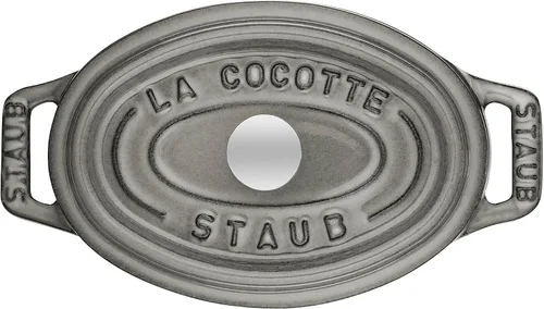 Vista 2 de staub La Cocotte Oval 40500-116 Mini Pico Cocotte Ovalada Gris 40500-116 Olla esmaltada fundida a dos manos