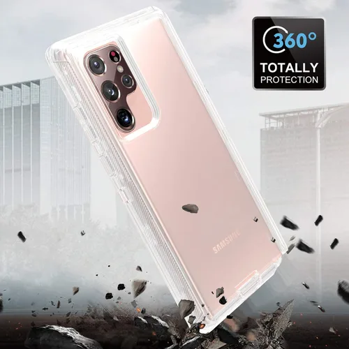 Vista 4 de Funda protectora 3 en 1 para Samsung Galaxy S22 Ultra, probada contra caídas militares, funda protectora resistente a prueba de golpes para Galaxy