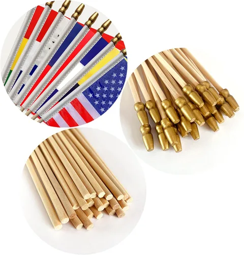 Vista 4 de Banderas internacionales de 100 países en palo de madera, pequeñas banderas de mano para eventos deportivos, festival internacional, 5 x 8 pulgadas