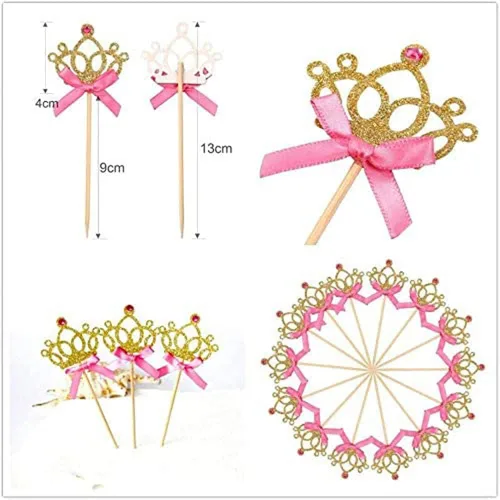 Vista 5 de JeVenis 40 adornos de princesa con purpurina para cupcakes