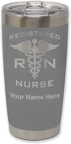Vista 53 de LaserGram Vaso aislado al vacío de 20 onzas, enfermera registrada RN, grabado personalizado incluido (negro)