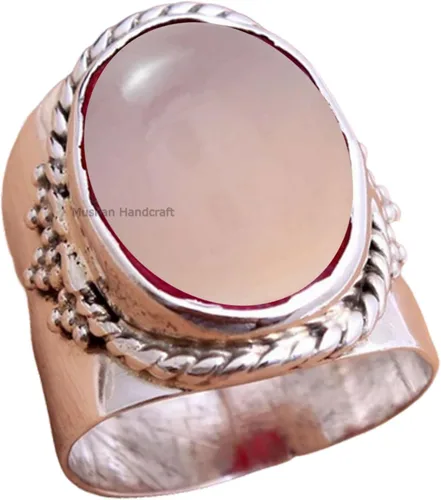 Vista 6 de Anillo de plata de ley 925 con piedras preciosas ovaladas auténticas, hecho a mano, hermoso regalo de Navidad para ella