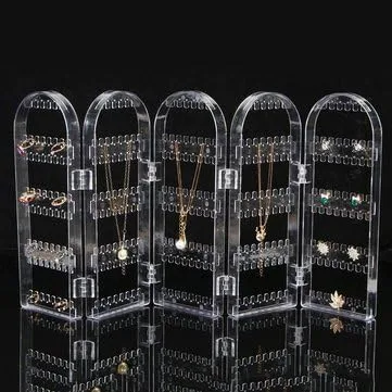 Vista 2 de Soporte organizador transparente de 300 agujeros para aretes, tachuelas, collares, joyas, almacenamiento y organización de hardware y accesorios, 1