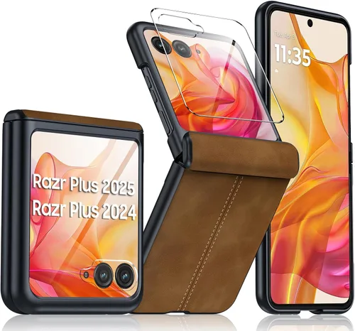 Vista 20 de para Samsung Galaxy Z Flip 7 Funda con protección de bisagras y protector de pantalla incorporado, funda de cuero mate de policarbonato ultradelgada