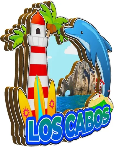 Vista 2 de Imán de Los Cabos México para nevera 3D hitos de madera 3D para viajes, recuerdos coleccionables, decoración hecha a mano -2063