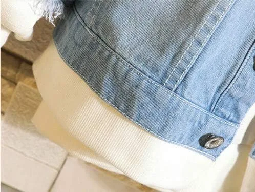 Vista 4 de Ting room Anime Denim Jacket Streetwear Hip Hop Mens Hooded Jean Jackets Casual Outerwear Cosplay Costumes