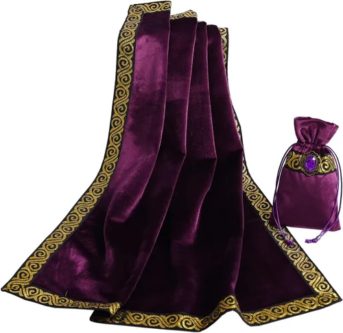 Vista 20 de BLESSUME Mantel de tarot de altar para lectura con bolsa negra