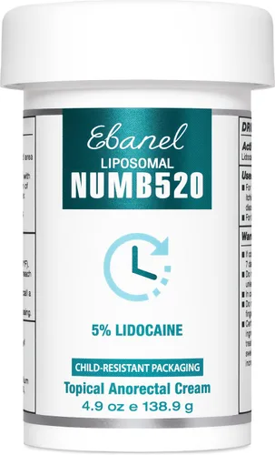 Vista 10 de Ebanel crema anestésica de lidocaína tópica 5%, paquete de 2 unidades de crema para alivio del dolor, quemaduras, picazón y entumecimiento, crema