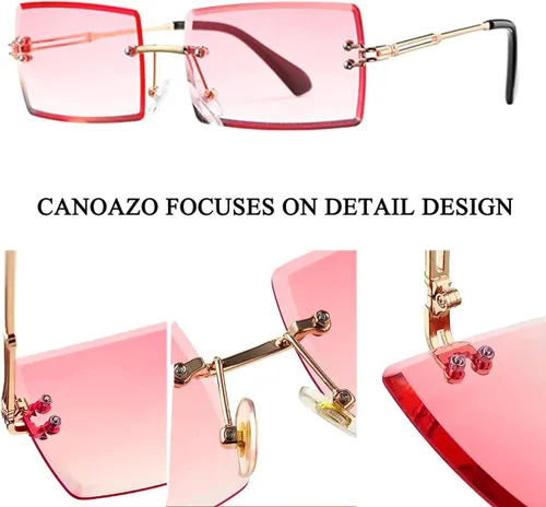 Vista 7 de Rimless Rectangle Sunglasses Women Men Trendy Square Y2K Glasses Retro Frameless Eyewear Gradient Lens
