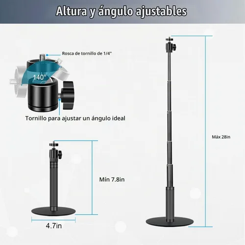 Vista 4 de JCWINY Soporte para cámara web, soporte de cámara web de 28 pulgadas para escritorio, soporte de cámara web ajustable para Logitech Webcam C922