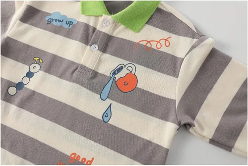 Vista 5 de Polo de manga larga para niños, camisas de rugby de manga larga con estampado de algodón, camiseta de otoño de algodón