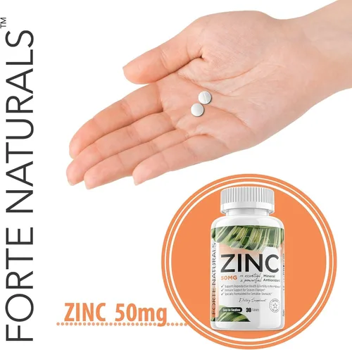 Vista 4 de Comprimidos de zinc de 50 mg para estómagos sensibles Fórmula de suplemento suave sin náuseas para usuarios de GLP1 Fácil de tolerar, fabricado