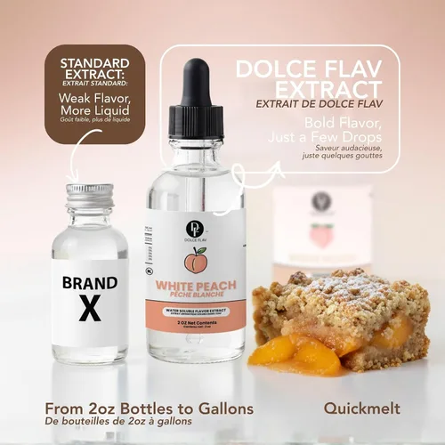 Vista 6 de Dolce Flav - Extracto natural de melocotón blanco de 2 onzas, Kosher, sin azúcar, sabor concentrado de melocotón blanco dulce para bebidas, postres