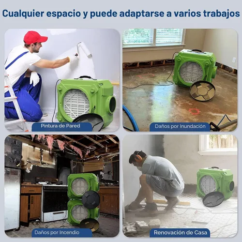 Vista 9 de ALORAIR Depurador de aire con filtración de 3 etapas, máquina de aire negativo apilable para uso industrial y comercial, filtro de aire resistente