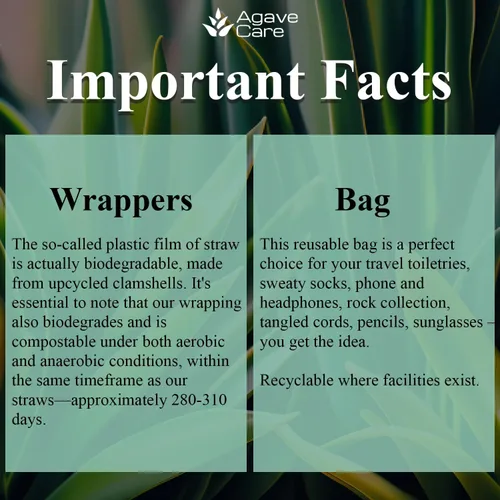 Vista 7 de Paquete de 2000 pajitas envueltas biodegradables de 9.85 pulgadas fabricadas con fibras de agave, una opción natural respetuosa con el medio