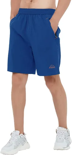 Vista 6 de TBMPOY Pantalones cortos de senderismo para hombre, 7 pulgadas, secado rápido, para gimnasio, deportes al aire libre, bolsillos cortos con cremallera