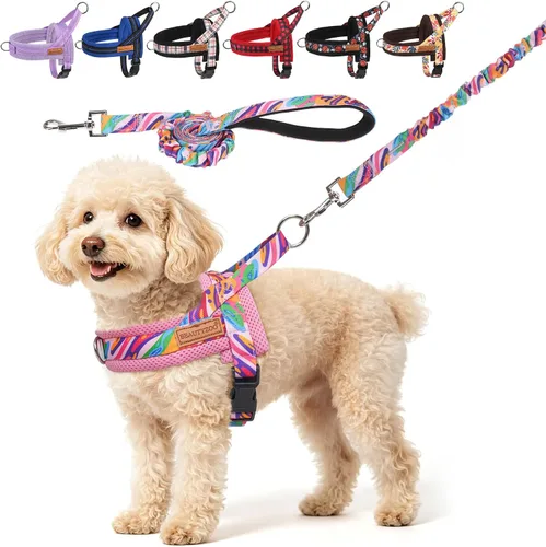 Vista 19 de BEAUTYZOO Arnés para Perros Pequeños, Juego de Arnés y Correa sin Tirones, Arnés de Pecho para Cachorros a Prueba de Escapes con Mango, Arnés Beige