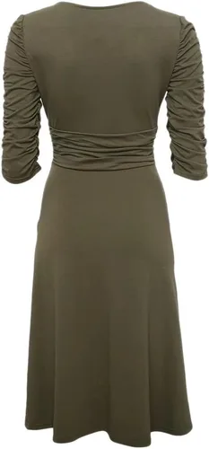 Vista 5 de Vestido cruzado de media manga con cuello en V para mujer