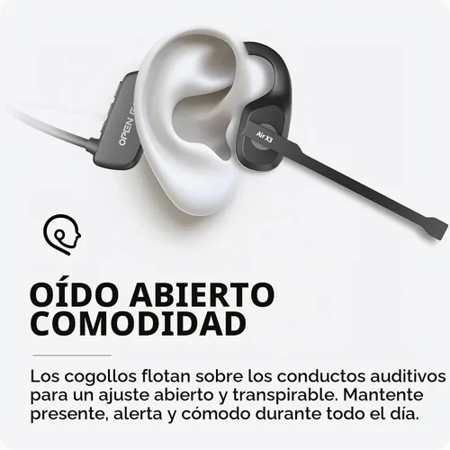 Vista 3 de Auriculares inalámbricos Bluetooth de oreja abierta con micrófono