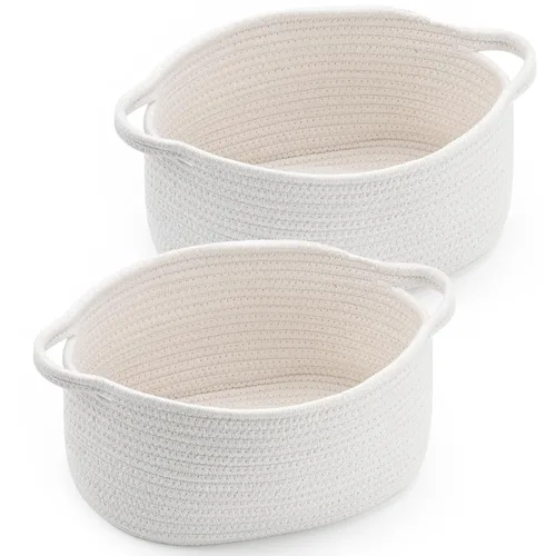 Vista 22 de Happyiren Linda Cesta Tejida para Regalo – Cesta de Regalo Vacía Beige para Guardería, Regalos de Fiesta de Bebé, Cumpleaños, Boda, Cestas Boo