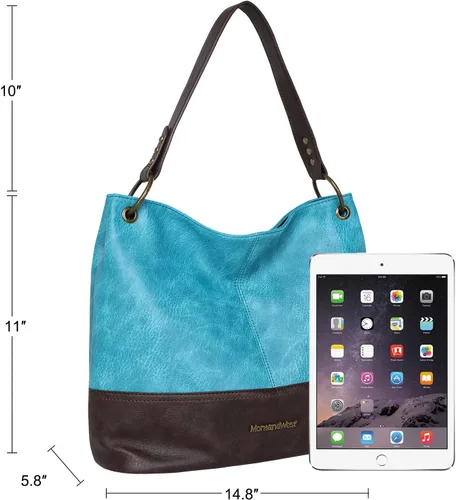 Vista 6 de Montana West Bolso Hobo para mujer con asa superior y bolsillos con cremallera
