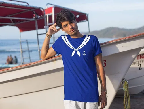 Vista 3 de Camisa de marinero para hombre disfraz de temática náutica camisas de Halloween