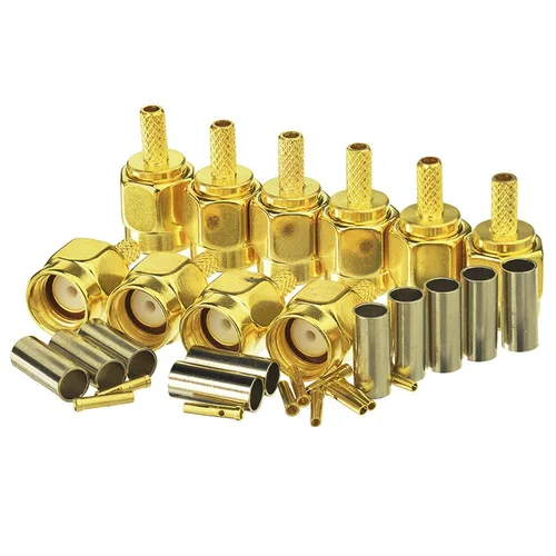 Vista 11 de Eightwood Conector RF de crimpado hembra de mamparo RP-SMA para cable RG316 RG174 Paquete de 10 RP-SMA hembra con conector pin macho, 50 ohmios