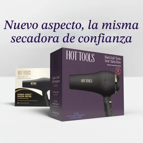Vista 7 de Hot Tools Pro Artist Black Gold 2100 Turbo Ceramic + Ionic Secador de pelo Secado rápido, ligero