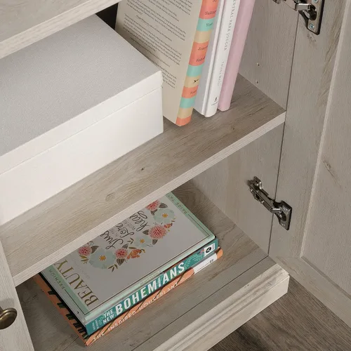 Vista 8 de Sauder Estantería de Almacenamiento Misceláneo con Puertas, Estantes Ajustables, Estantería de 5 Estantes - Acabado Castaño Tizado Chalked Chestnut