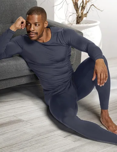 Vista 4 de TSLA Conjunto de ropa interior térmica para hombre, pantalones largos con forro polar suave, capa base cálida de invierno, parte superior e inferior