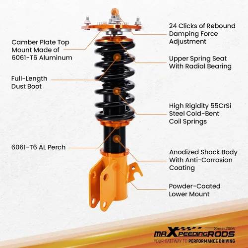 Vista 3 de maXpeedingrods Coilover para Subaru Impreza WRX 2000-2007, para Subaru Forester SG 2003-2008, amortiguador de 24 niveles ajustable, kit