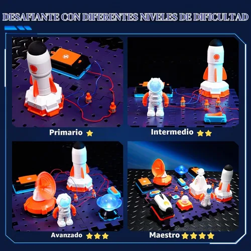 Vista 6 de VATOS Kits de circuito de ciencia espacial para niños – Kit STEM de exploración electrónica de 31 piezas con más de 100 proyectos, lanzacohetes