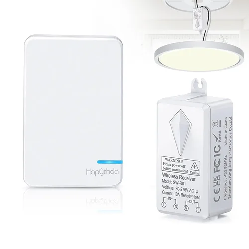Vista 8 de Interruptores inalámbricos para luces, no requiere cableado en la pared, interruptor de luz de control remoto, interruptor de panel inalámbrico