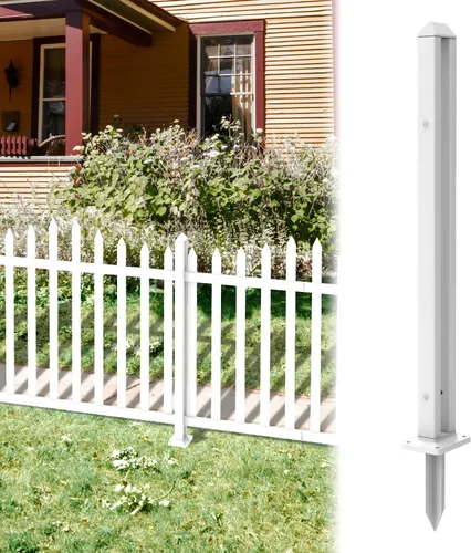Vista 11 de ECOOPTS 76 cm de altura Valla de PVC blanco poste de piquete de vinilo para valla de piquete