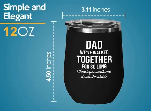 Vista 4 de Bride Proposal Black Edition Vaso de vino de 12 onzas – Caminados juntos por tanto tiempo – Propuesta de regalo para papá, padrastro, abuelo, padre