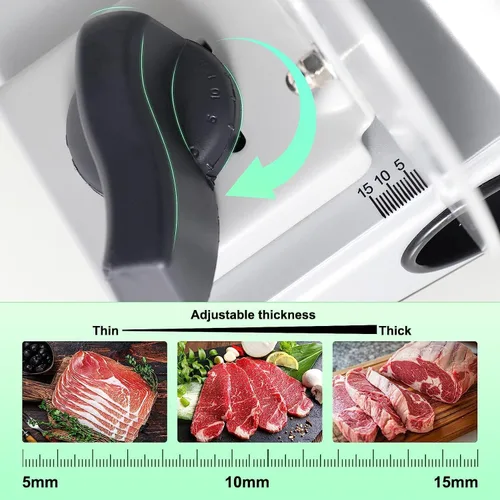 Vista 9 de OSTBA Cortadora eléctrica de carne con cuchillas de acero inoxidable de 6.7