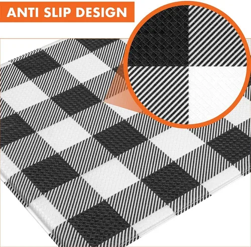 Vista 2 de OPUX - Tapete de cocina antifatiga, reversible, acolchado con espuma viscoelástica, alfombra de cocina, impermeable, antideslizante, cómoda