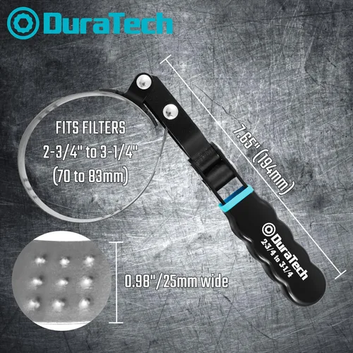 Vista 2 de DURATECH Pequeña llave giratoria para filtro de aceite, llave de cadena de 12 pulgadas