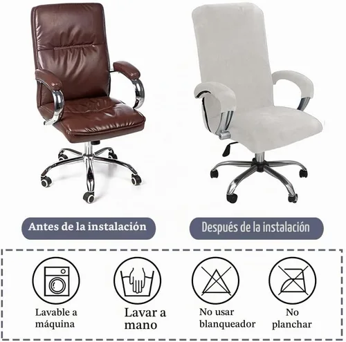 Vista 6 de ITFRO Funda para silla de oficina de 3 piezas con fundas para reposabrazos, funda de terciopelo blanco para silla de escritorio de computadora
