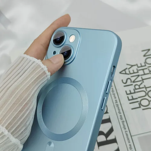 Vista 5 de ankofave Funda magnética para iPhone 13 Mini para mujer, diseño de brillo metálico suave mate con protector de lente de cámara, compatible con Negro