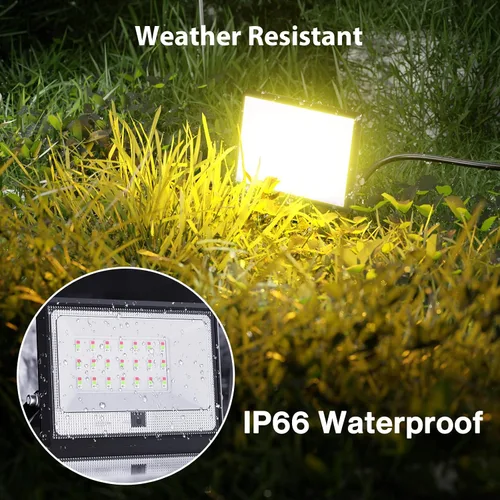 Vista 6 de Olafus Luz de inundación LED de 30 W para exteriores, equivalente a 300 W, 2700 K, luz blanca cálida RGB que cambia de color, luces de inundación al
