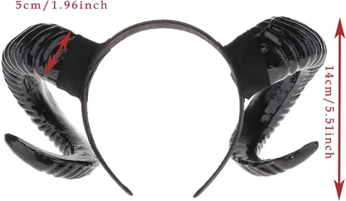 Vista 6 de Diadema gótica de cuerno de oveja punk fotografía de animales del bosque accesorios de fotos para cosplay accesorio para el pelo Kangsanli dorado