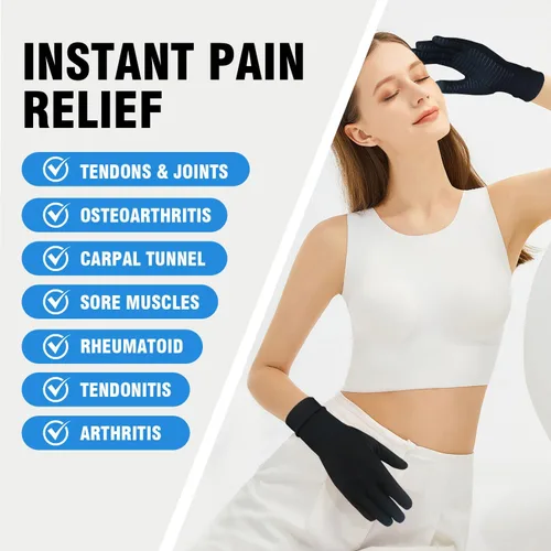 Vista 2 de 2 pares de guantes de artritis para mujeres para el dolor, guantes de compresión para mujeres y hombres para túnel carpiano, guantes de cobre