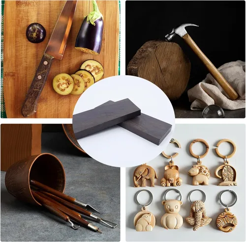 Vista 8 de Coshar 2 piezas de madera de ébano negro madera negro ébano blanco mango de madera material para bricolaje instrumentos de música herramientas