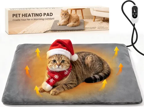 Vista 9 de Cama térmica para perros de 23.6 x 17.7 pulgadas, tubo de protección