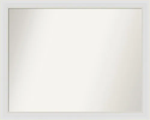 Vista 157 de Amanti Art Espejo de baño blanco para sobre el fregadero, 24 x 26 pulgadas, espejo rectangular blanco y blanco, marco de madera contemporáneo